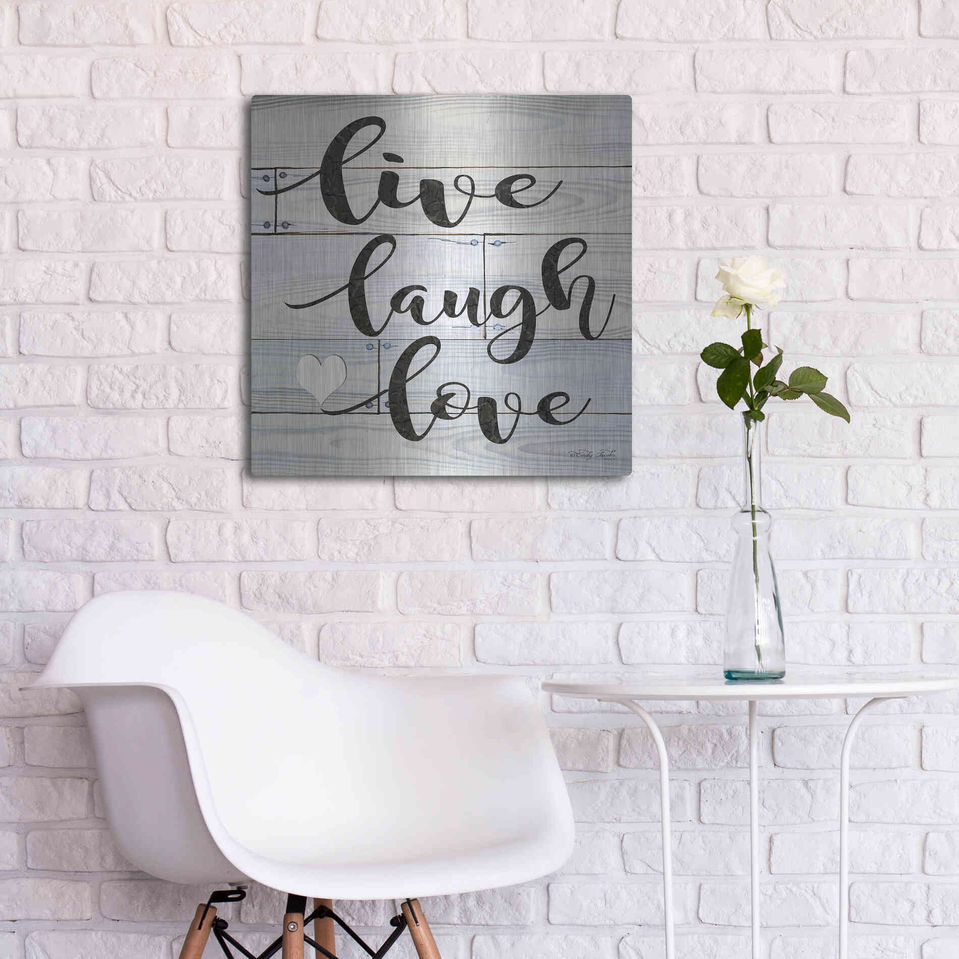 Luxe Metal Art 'Live, Laugh, Love' by Cindy Jacobs, Metal Wall Art,24x24