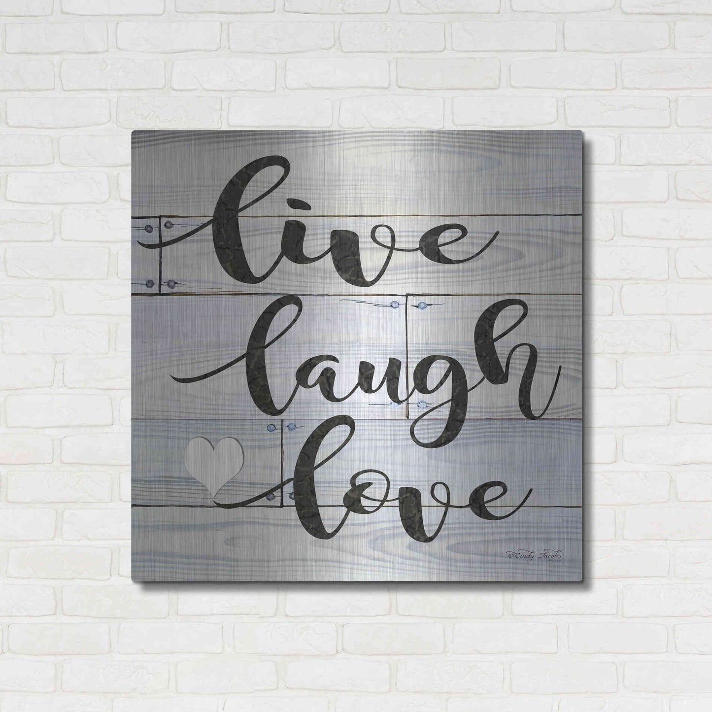 Luxe Metal Art 'Live, Laugh, Love' by Cindy Jacobs, Metal Wall Art,36x36