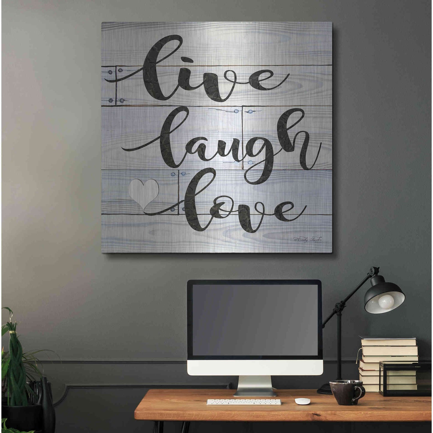 Luxe Metal Art 'Live, Laugh, Love' by Cindy Jacobs, Metal Wall Art,36x36