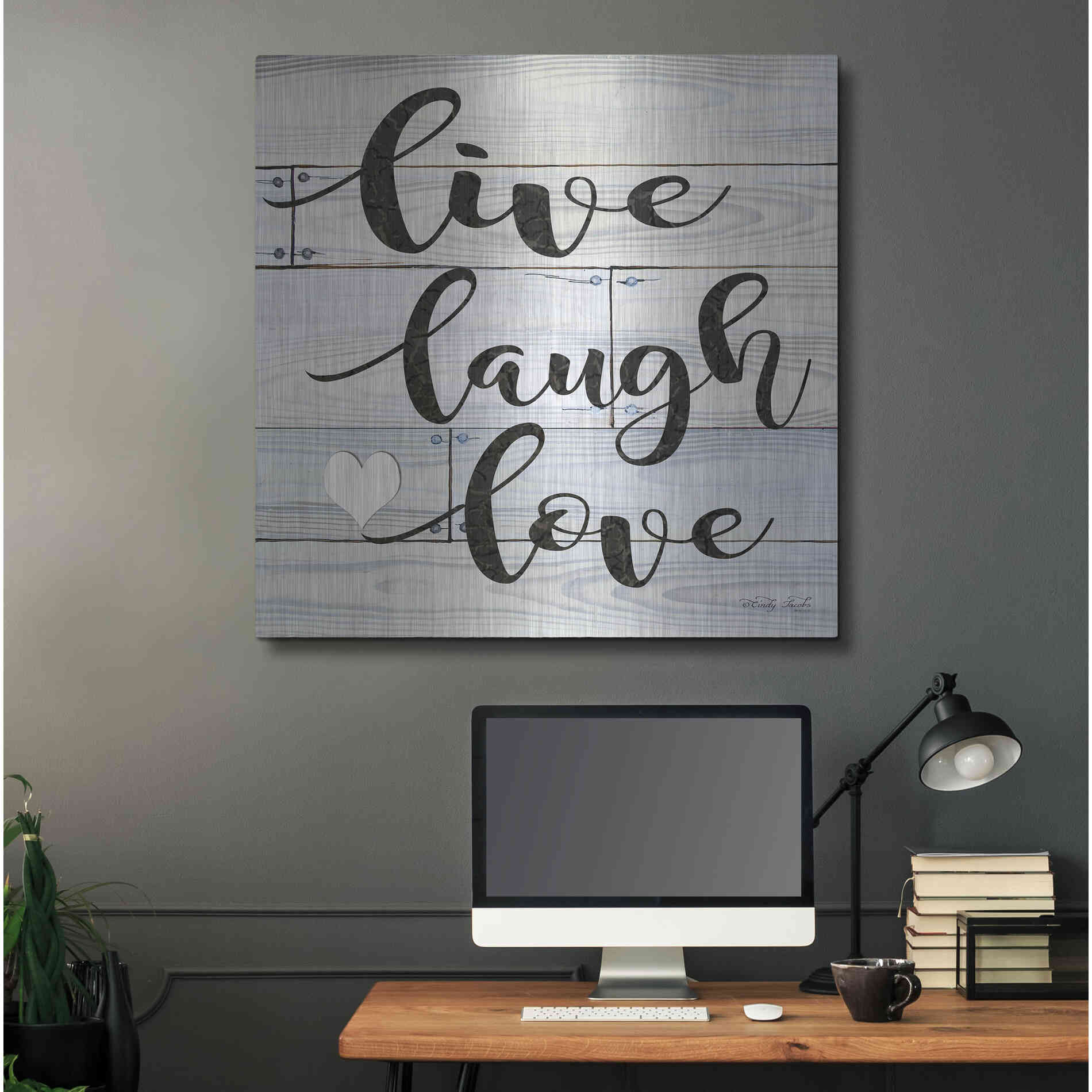 Luxe Metal Art 'Live, Laugh, Love' by Cindy Jacobs, Metal Wall Art,36x36