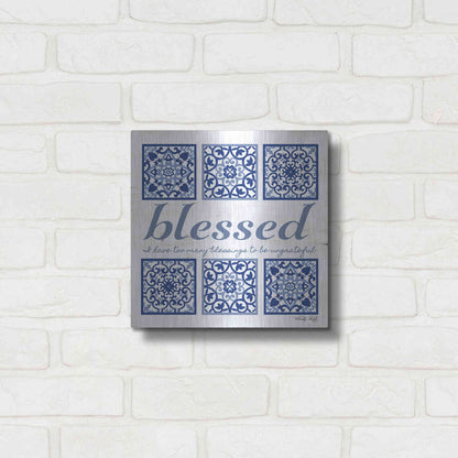Luxe Metal Art 'Blessed Tile' by Cindy Jacobs, Metal Wall Art,12x12