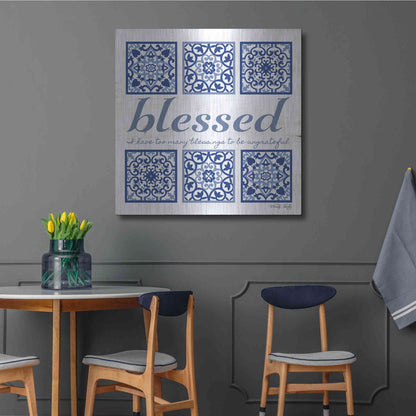 Luxe Metal Art 'Blessed Tile' by Cindy Jacobs, Metal Wall Art,36x36