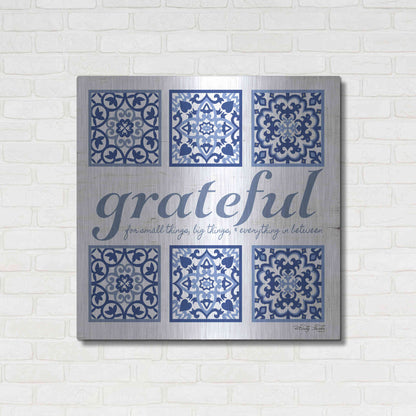 Luxe Metal Art 'Grateful Tile' by Cindy Jacobs, Metal Wall Art,36x36