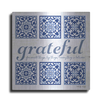 Luxe Metal Art 'Grateful Tile' by Cindy Jacobs, Metal Wall Art