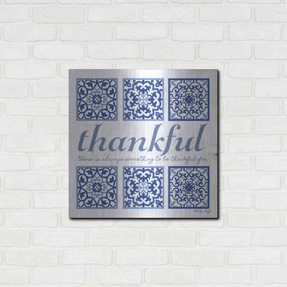 Luxe Metal Art 'Thankful Tile' by Cindy Jacobs, Metal Wall Art,24x24