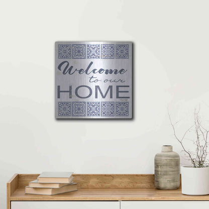 Luxe Metal Art 'Welcome to Our Home Tile' by Cindy Jacobs, Metal Wall Art,12x12