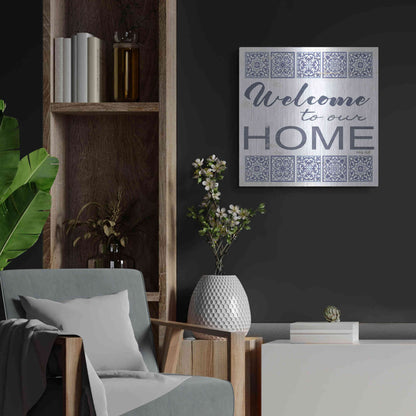 Luxe Metal Art 'Welcome to Our Home Tile' by Cindy Jacobs, Metal Wall Art,24x24