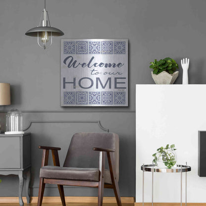 Luxe Metal Art 'Welcome to Our Home Tile' by Cindy Jacobs, Metal Wall Art,24x24
