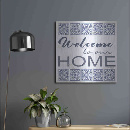 Luxe Metal Art 'Welcome to Our Home Tile' by Cindy Jacobs, Metal Wall Art,24x24