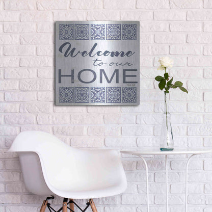 Luxe Metal Art 'Welcome to Our Home Tile' by Cindy Jacobs, Metal Wall Art,24x24
