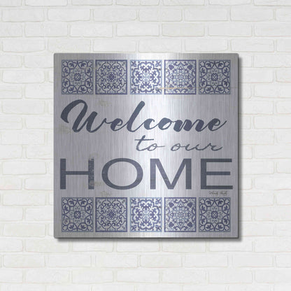 Luxe Metal Art 'Welcome to Our Home Tile' by Cindy Jacobs, Metal Wall Art,36x36
