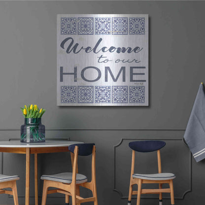 Luxe Metal Art 'Welcome to Our Home Tile' by Cindy Jacobs, Metal Wall Art,36x36