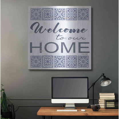 Luxe Metal Art 'Welcome to Our Home Tile' by Cindy Jacobs, Metal Wall Art,36x36