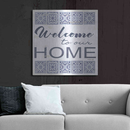 Luxe Metal Art 'Welcome to Our Home Tile' by Cindy Jacobs, Metal Wall Art,36x36