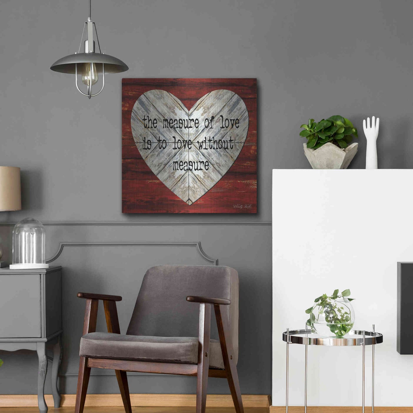 Luxe Metal Art 'The Measure of Love' by Cindy Jacobs, Metal Wall Art,24x24