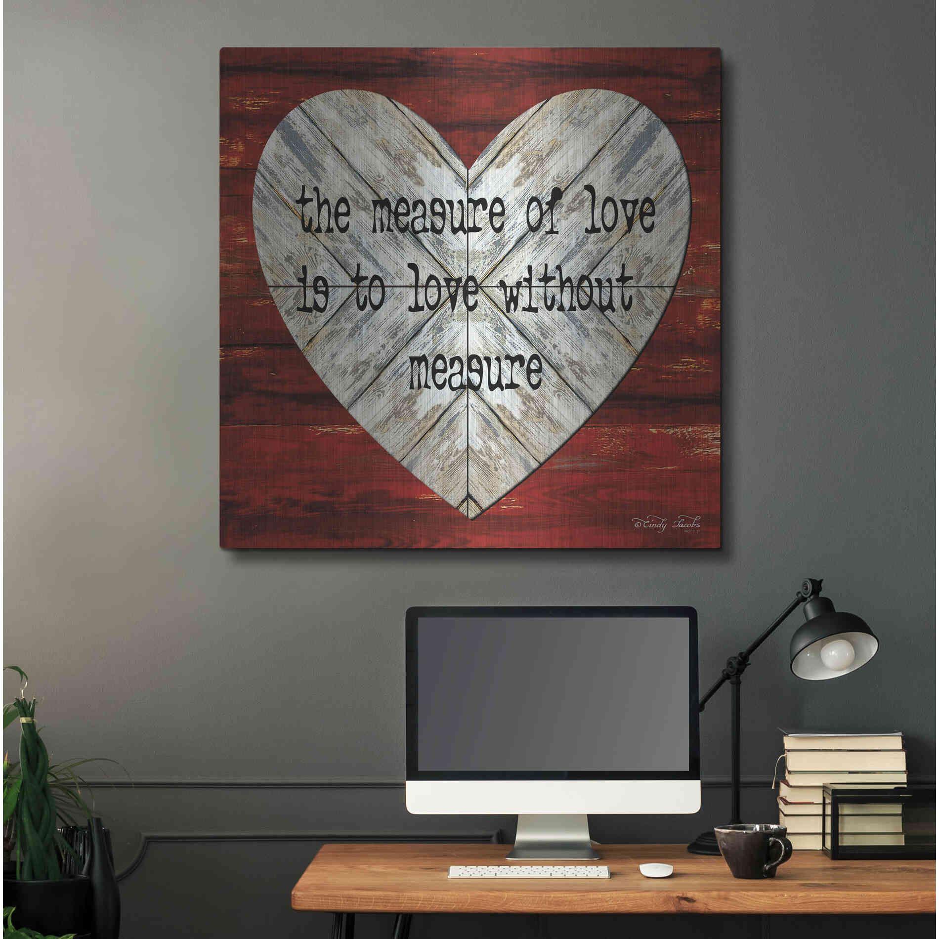 Luxe Metal Art 'The Measure of Love' by Cindy Jacobs, Metal Wall Art,36x36