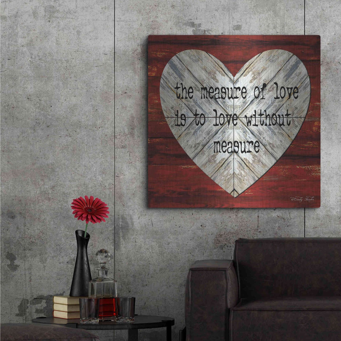 Luxe Metal Art 'The Measure of Love' by Cindy Jacobs, Metal Wall Art,36x36