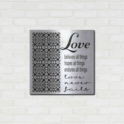 Luxe Metal Art 'Love Believes, Hopes, Endures' by Cindy Jacobs, Metal Wall Art,24x24