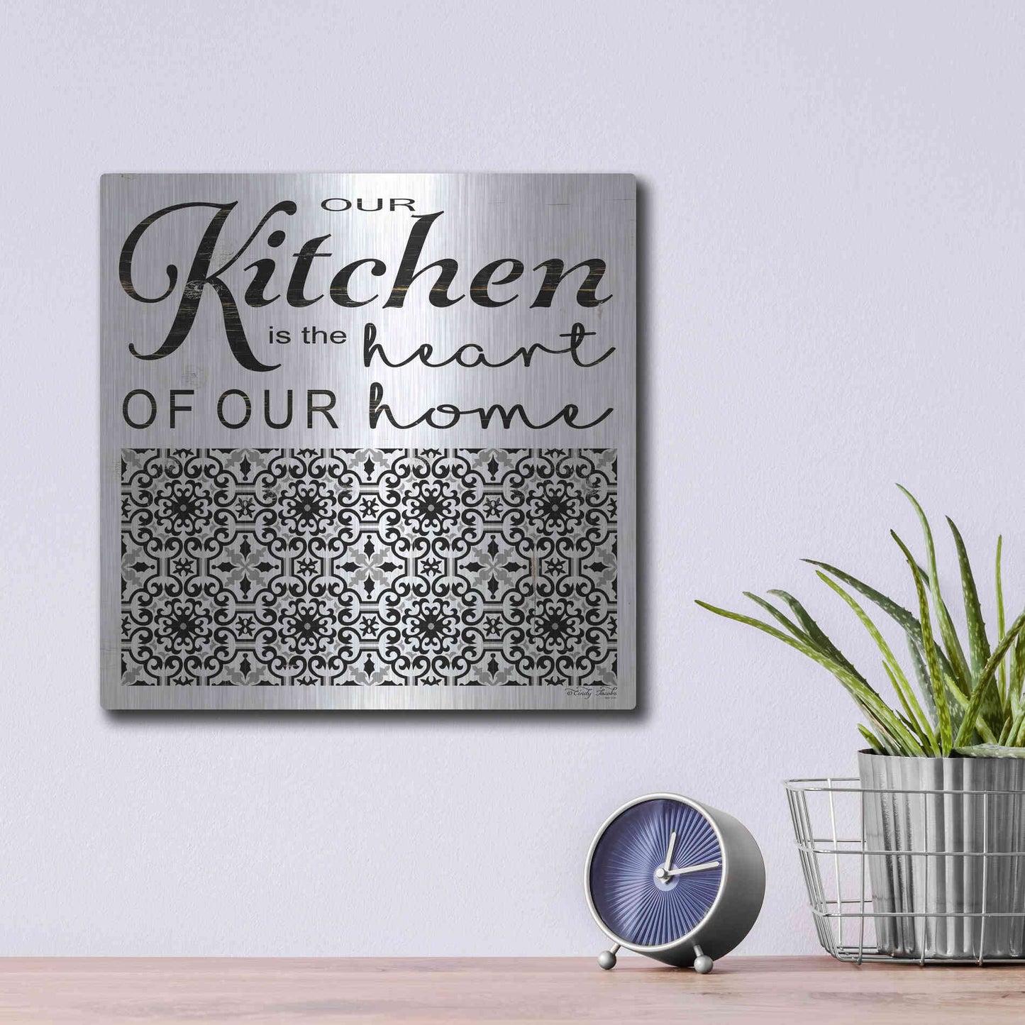 Luxe Metal Art 'Our Kitchen' by Cindy Jacobs, Metal Wall Art,12x12