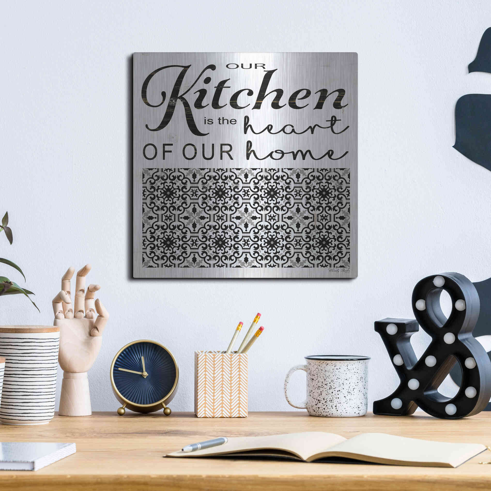 Luxe Metal Art 'Our Kitchen' by Cindy Jacobs, Metal Wall Art,12x12