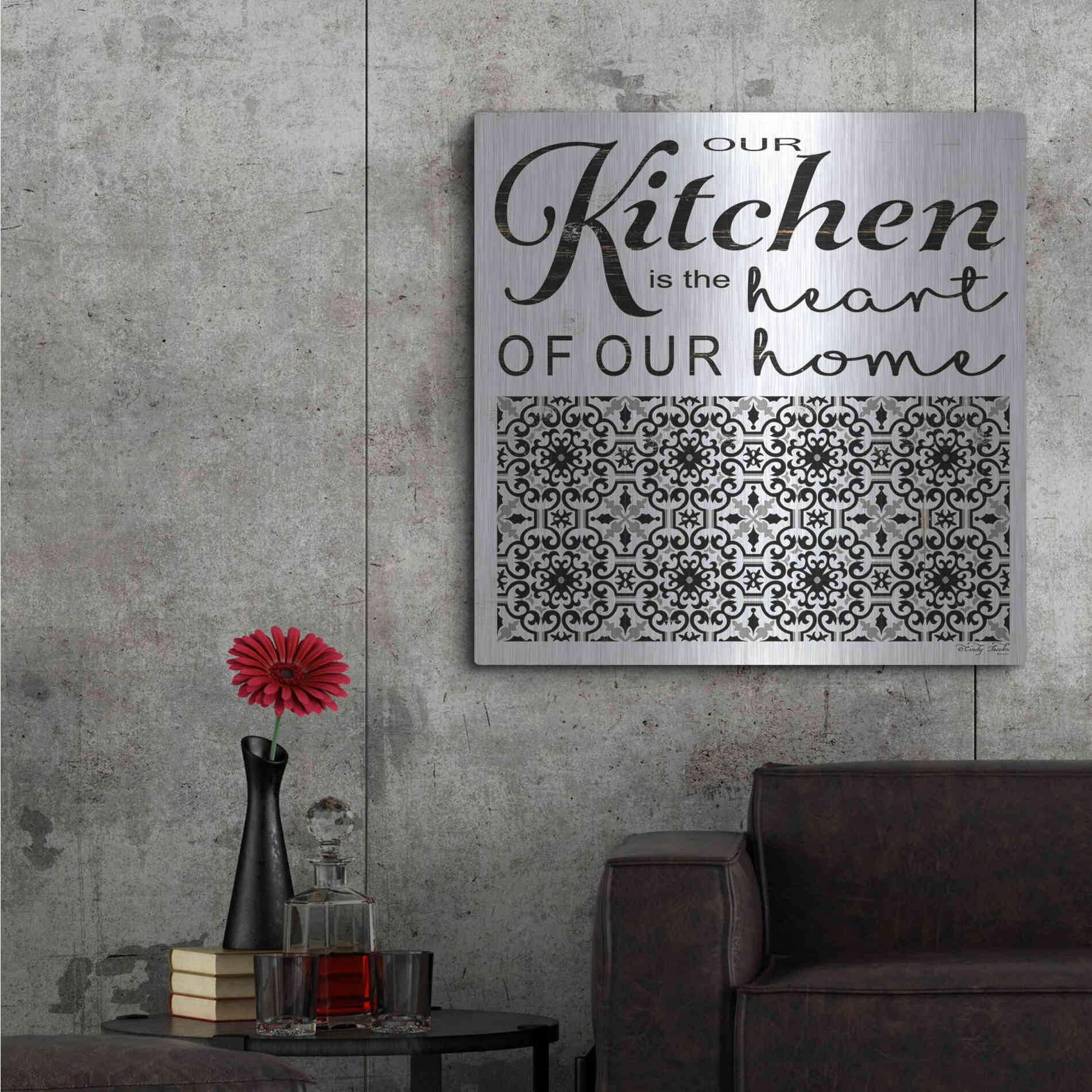 Luxe Metal Art 'Our Kitchen' by Cindy Jacobs, Metal Wall Art,36x36