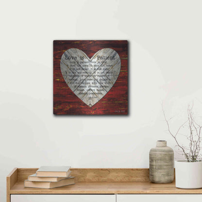 Luxe Metal Art 'Love is Patient' by Cindy Jacobs, Metal Wall Art,12x12