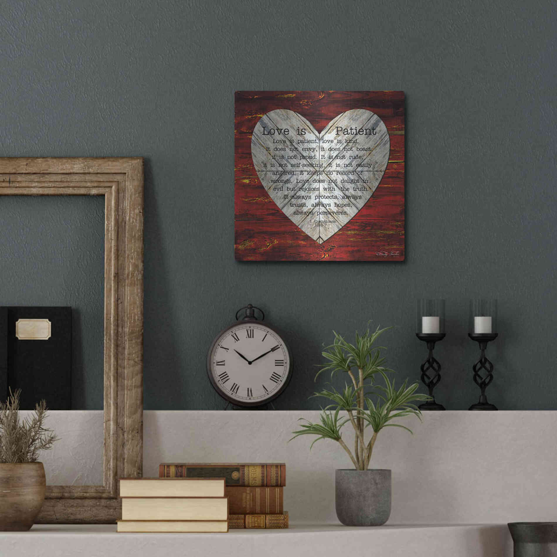 Luxe Metal Art 'Love is Patient' by Cindy Jacobs, Metal Wall Art,12x12