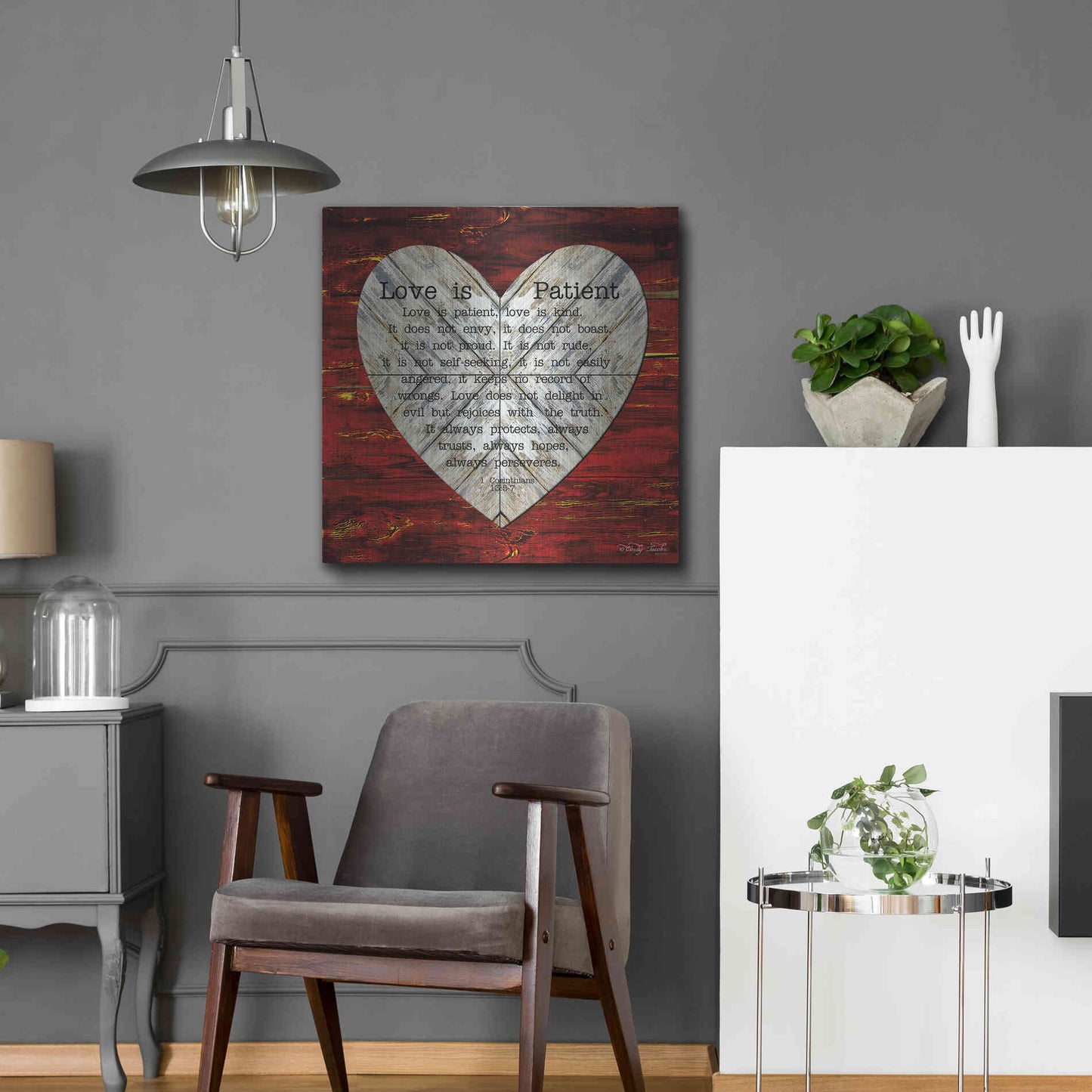 Luxe Metal Art 'Love is Patient' by Cindy Jacobs, Metal Wall Art,24x24