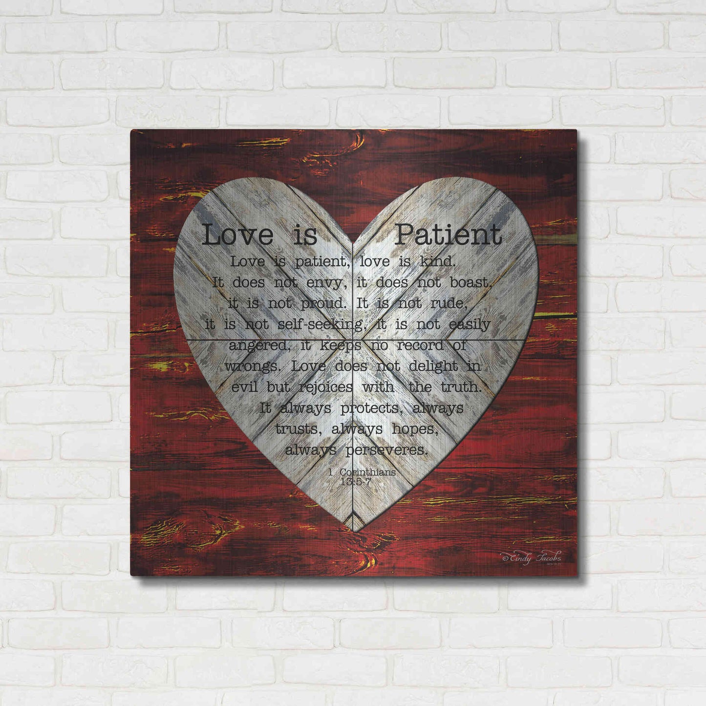 Luxe Metal Art 'Love is Patient' by Cindy Jacobs, Metal Wall Art,36x36