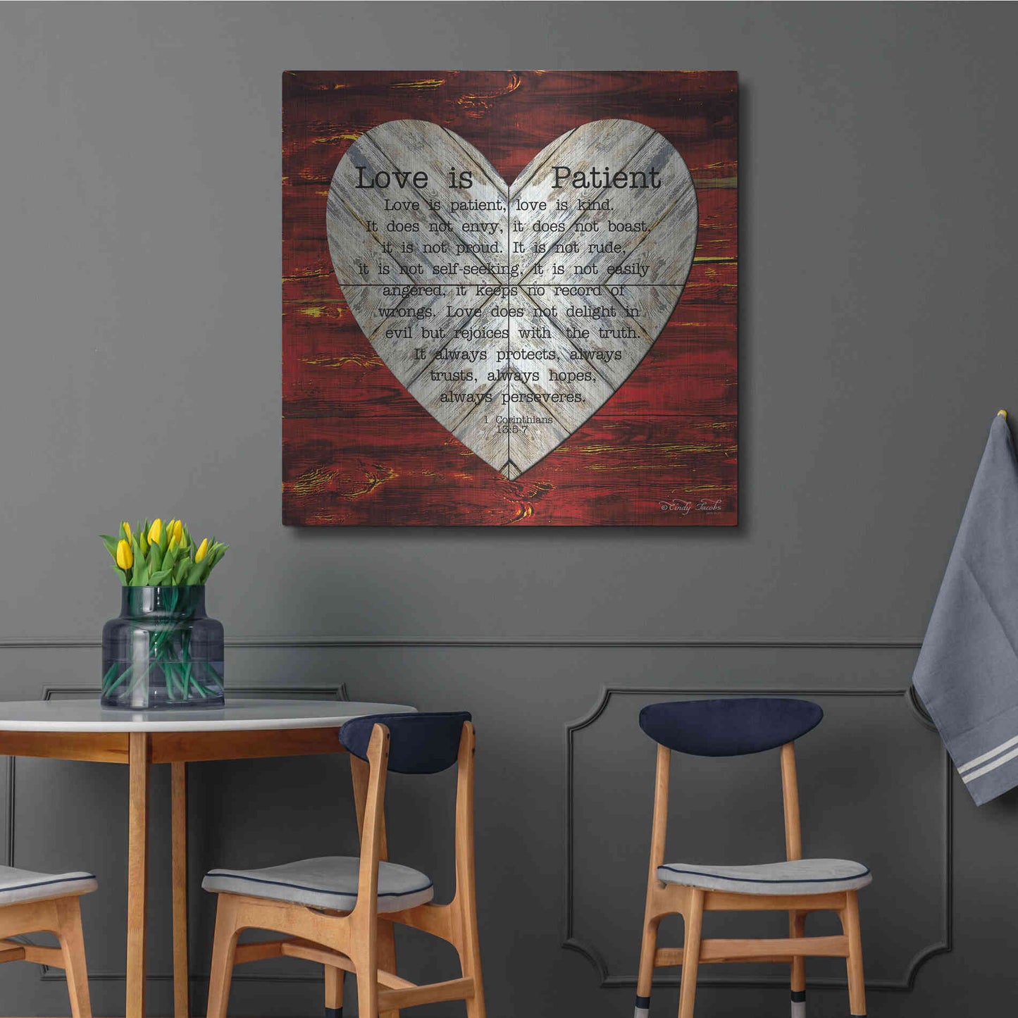 Luxe Metal Art 'Love is Patient' by Cindy Jacobs, Metal Wall Art,36x36