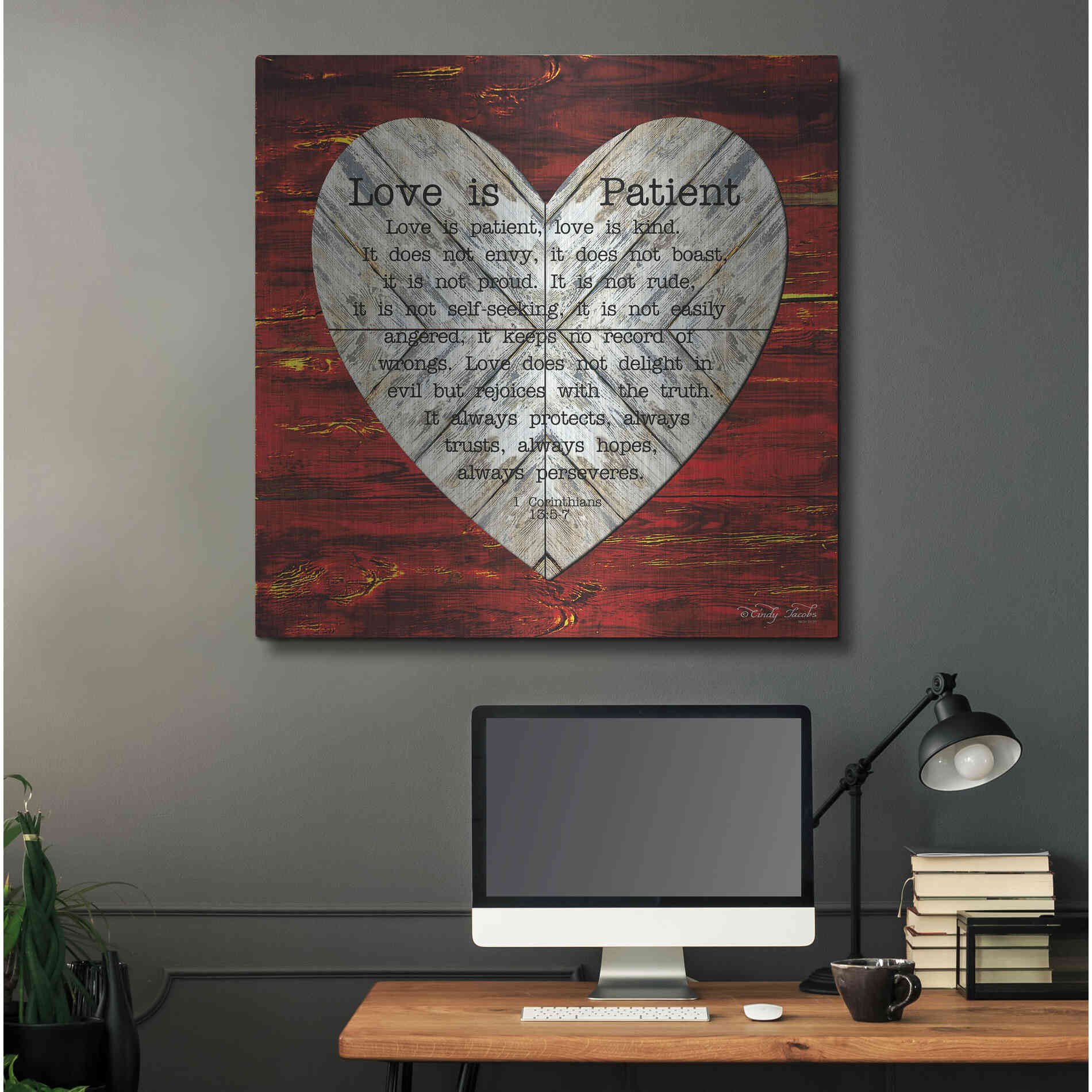 Luxe Metal Art 'Love is Patient' by Cindy Jacobs, Metal Wall Art,36x36