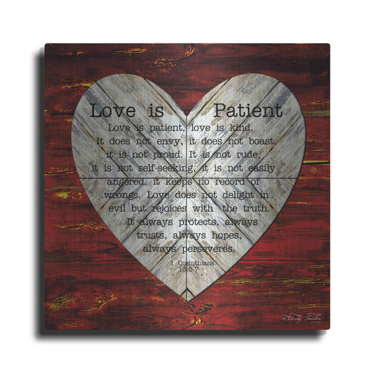 Luxe Metal Art 'Love is Patient' by Cindy Jacobs, Metal Wall Art