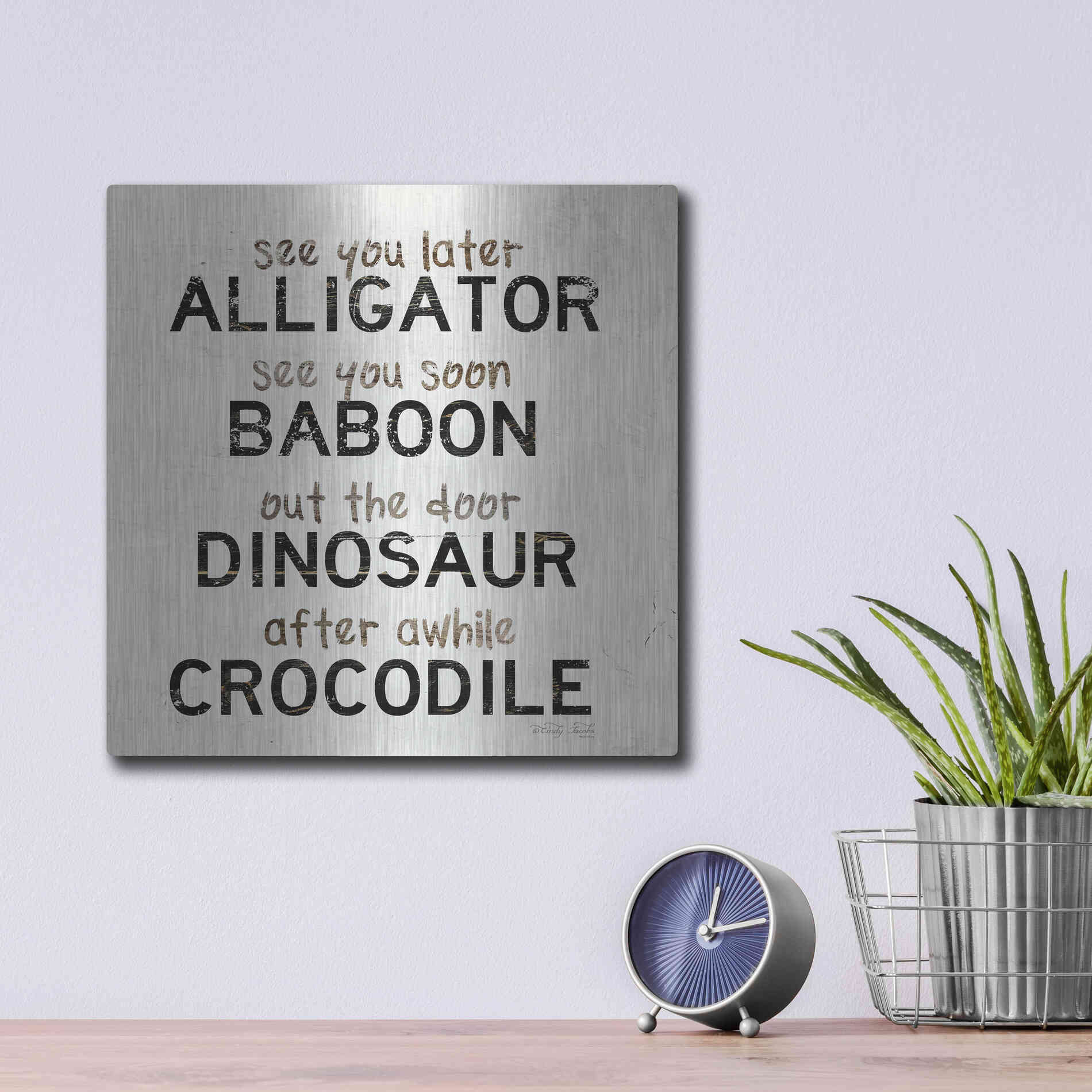 Luxe Metal Art 'See You Later' by Cindy Jacobs, Metal Wall Art,12x12