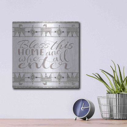 Luxe Metal Art 'Bless This Home' by Cindy Jacobs, Metal Wall Art,12x12