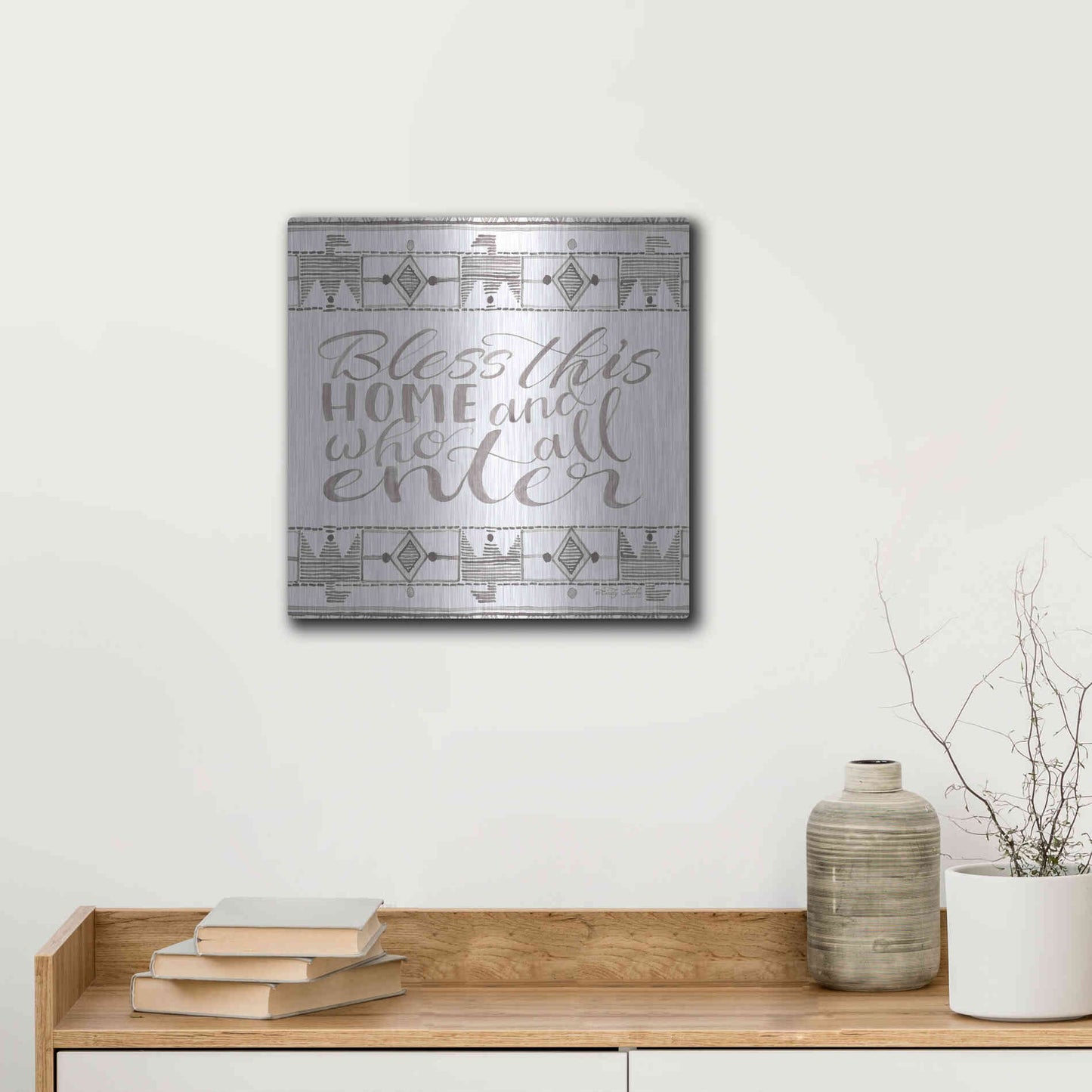 Luxe Metal Art 'Bless This Home' by Cindy Jacobs, Metal Wall Art,12x12
