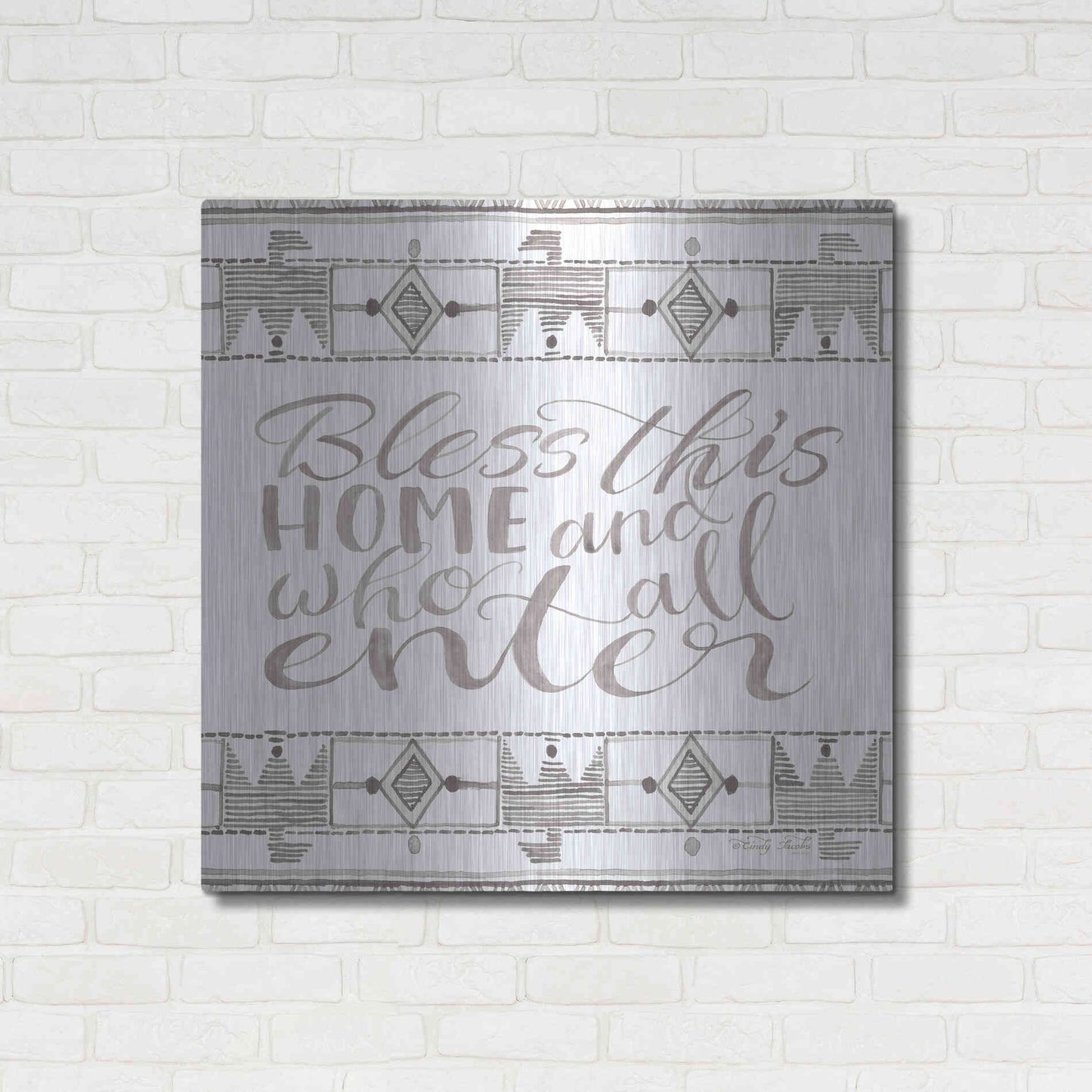 Luxe Metal Art 'Bless This Home' by Cindy Jacobs, Metal Wall Art,36x36