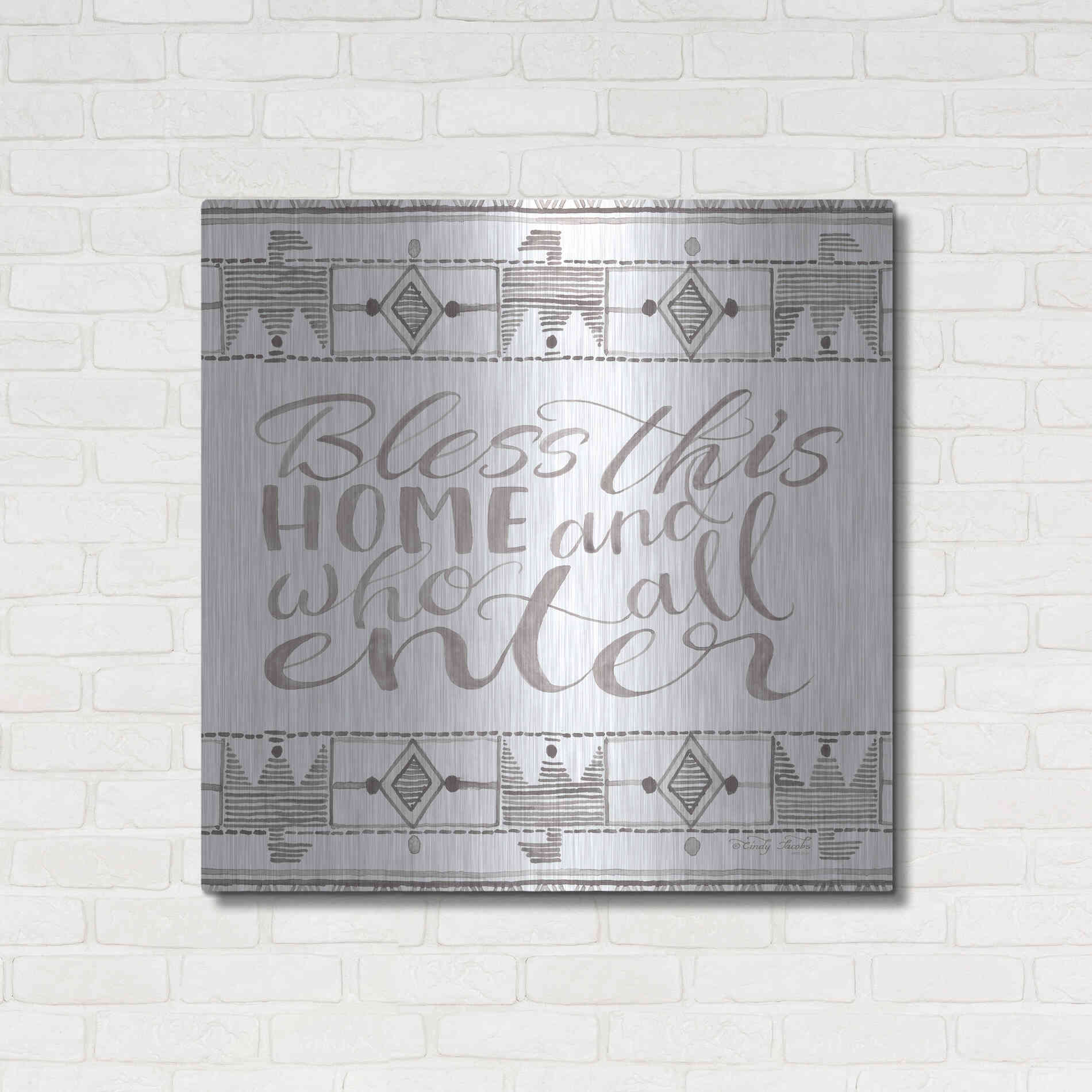 Luxe Metal Art 'Bless This Home' by Cindy Jacobs, Metal Wall Art,36x36