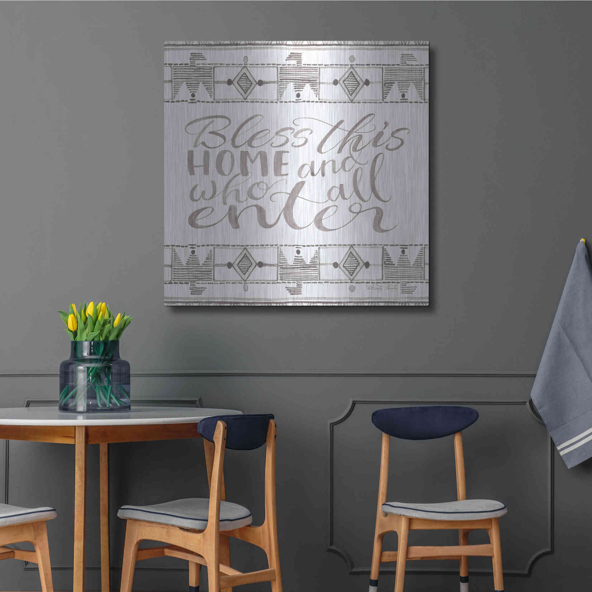 Luxe Metal Art 'Bless This Home' by Cindy Jacobs, Metal Wall Art,36x36