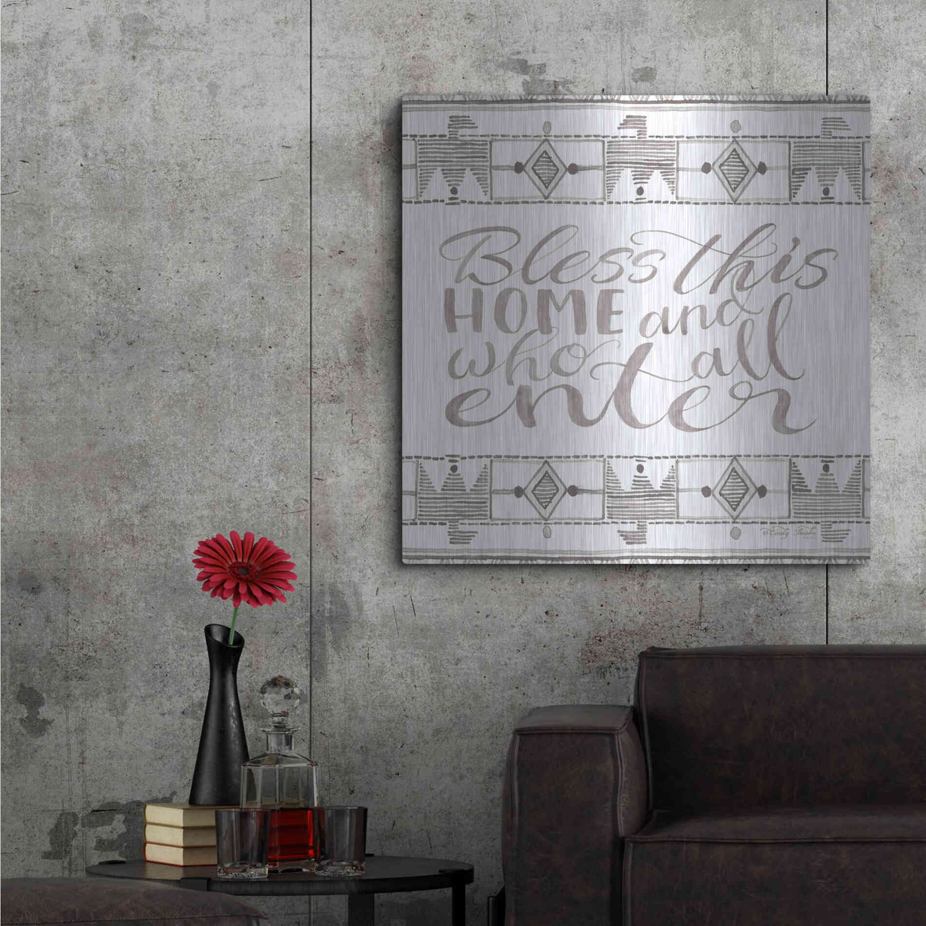 Luxe Metal Art 'Bless This Home' by Cindy Jacobs, Metal Wall Art,36x36