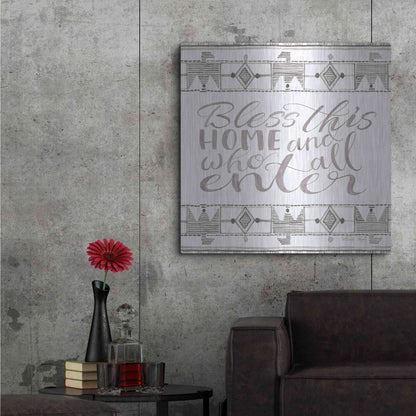 Luxe Metal Art 'Bless This Home' by Cindy Jacobs, Metal Wall Art,36x36
