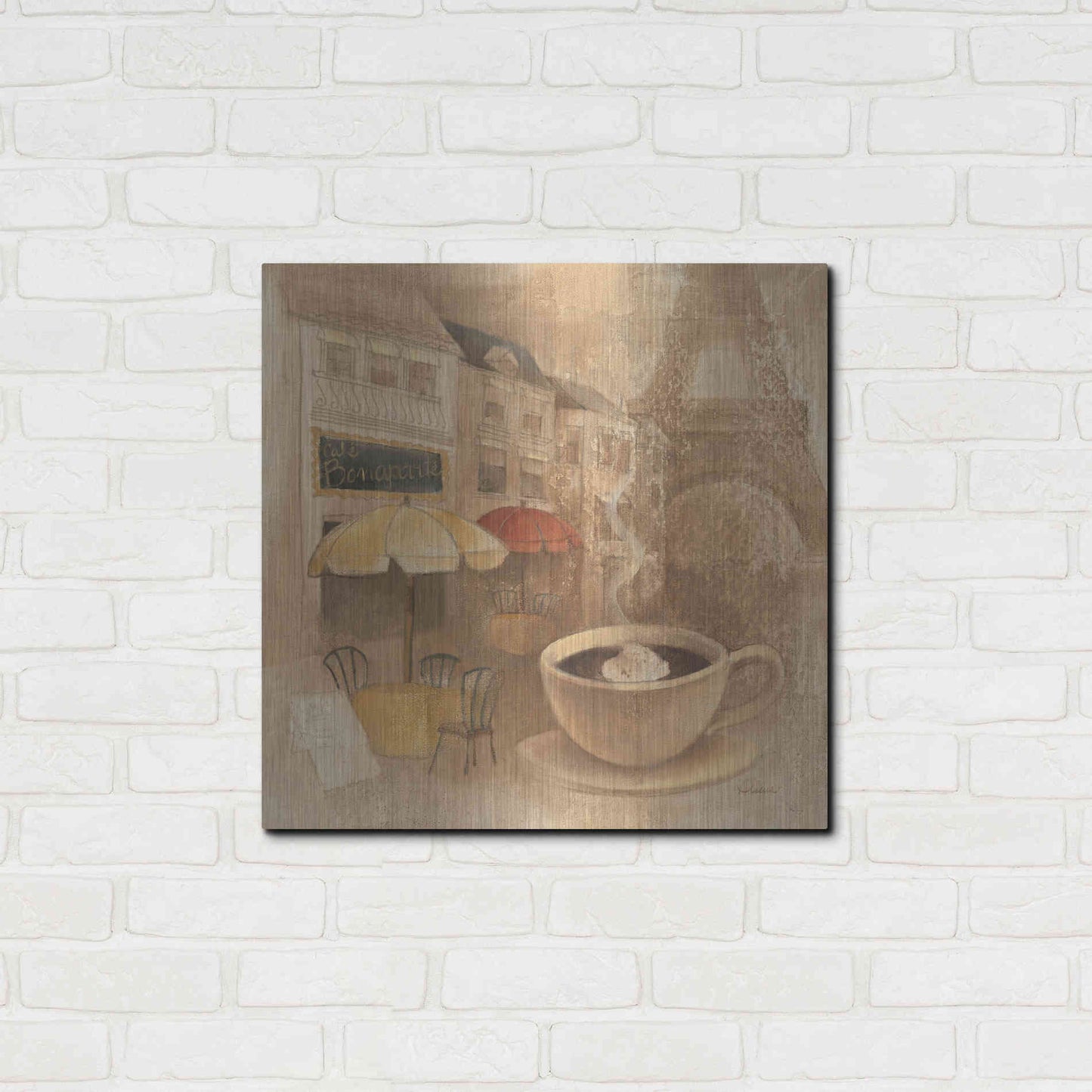 Luxe Metal Art 'Cafe de Paris II' by Albena Hristova, Metal Wall Art,24x24