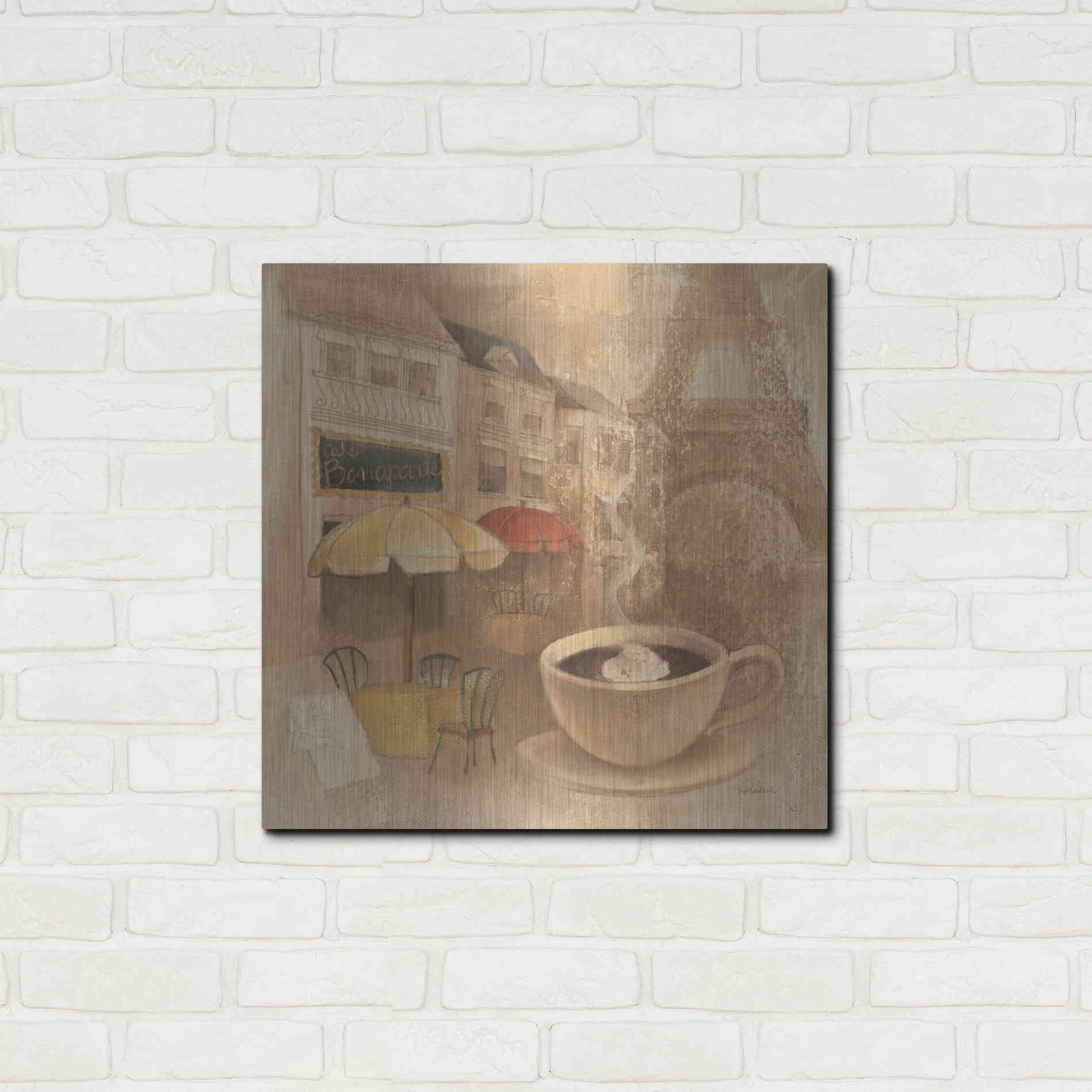 Luxe Metal Art 'Cafe de Paris II' by Albena Hristova, Metal Wall Art,24x24