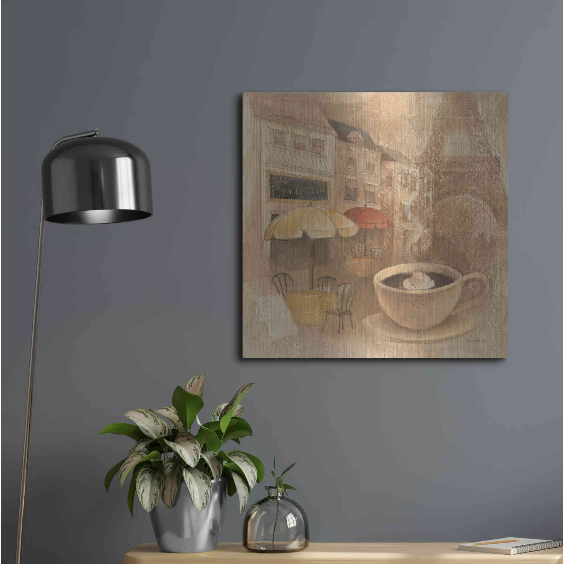 Luxe Metal Art 'Cafe de Paris II' by Albena Hristova, Metal Wall Art,24x24