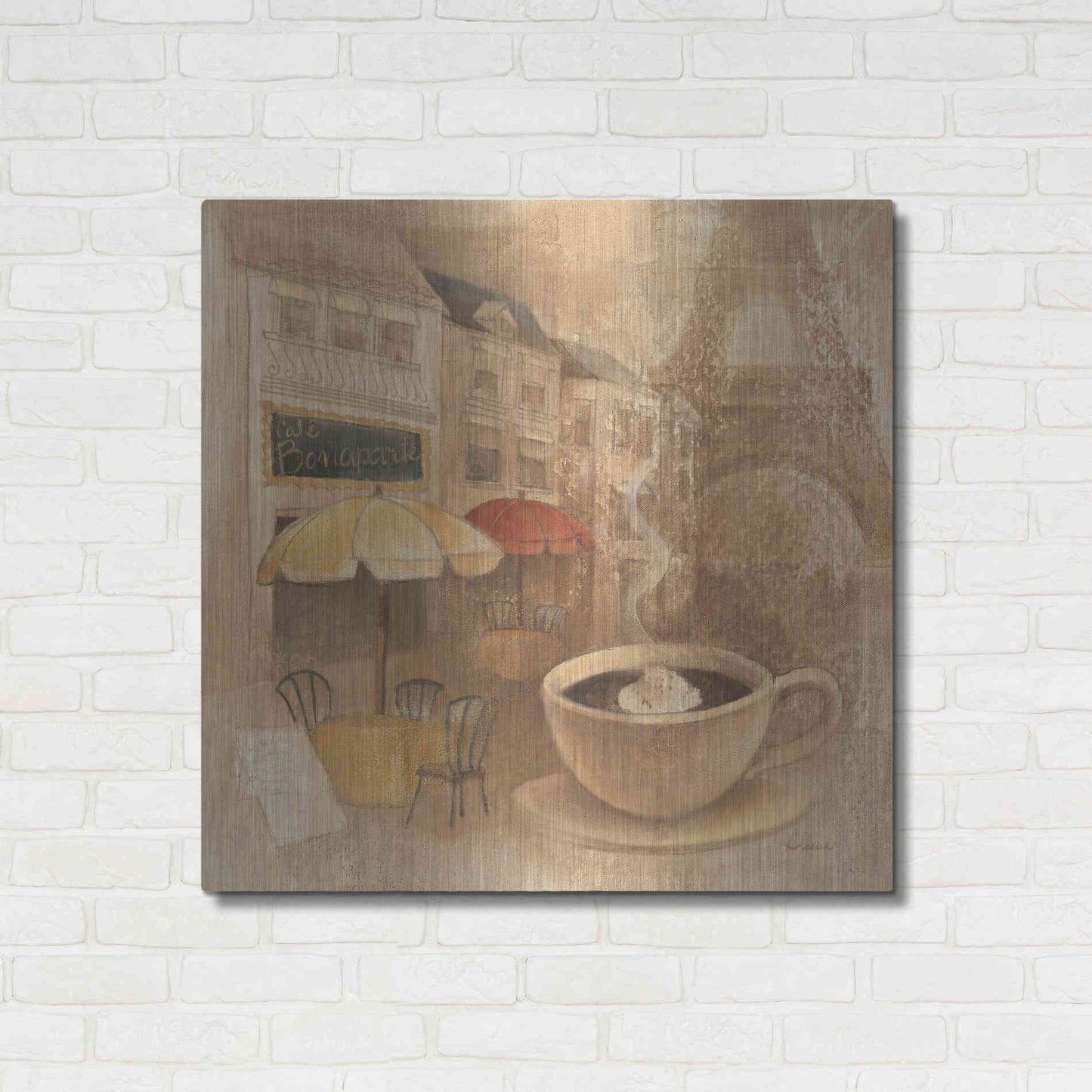 Luxe Metal Art 'Cafe de Paris II' by Albena Hristova, Metal Wall Art,36x36