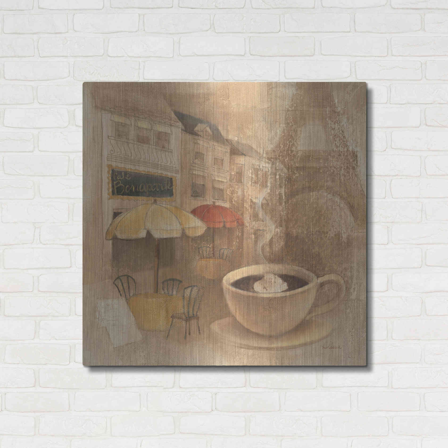 Luxe Metal Art 'Cafe de Paris II' by Albena Hristova, Metal Wall Art,36x36