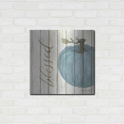 Luxe Metal Art 'Blessed Blue Pumpkin' by Cindy Jacobs, Metal Wall Art,24x24