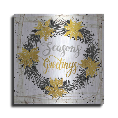 Luxe Metal Art 'Seasons Greetings Birch Wreath' by Cindy Jacobs, Metal Wall Art