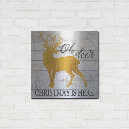 Luxe Metal Art 'Oh Deer Christmas is Here' by Cindy Jacobs, Metal Wall Art,24x24