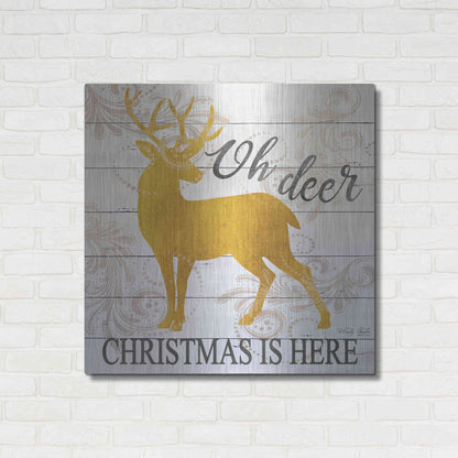 Luxe Metal Art 'Oh Deer Christmas is Here' by Cindy Jacobs, Metal Wall Art,36x36