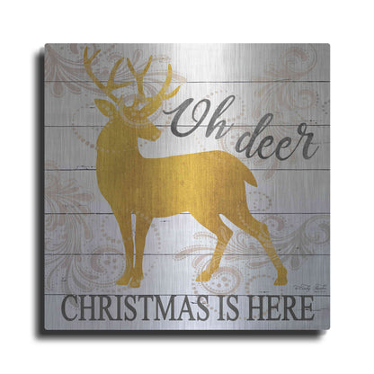 Luxe Metal Art 'Oh Deer Christmas is Here' by Cindy Jacobs, Metal Wall Art